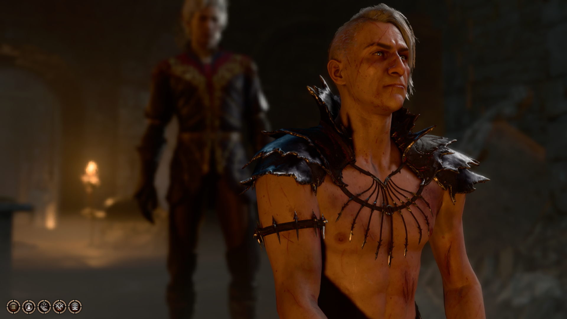 A screenshot of Astarion and Abdirak in the Shattered Sanctum.