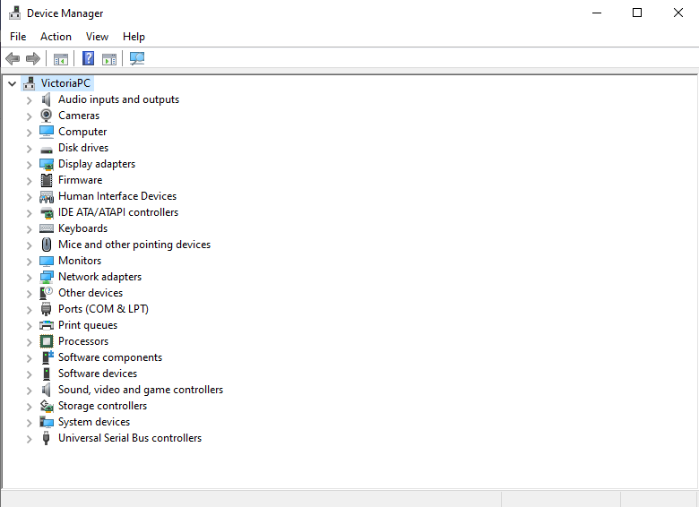 A screenshot showing the Device Manager